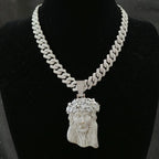 Hip Hop 5A+ CZ Stone Paved Bling Iced Out Big JESUS PIECES Pendants Necklaces for Men Rapper Jewelry with 14MM cuban