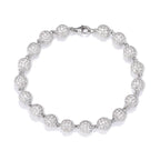 Silver and Moissanite Beads Link Chain Bracelets Women Men Hip Hop Bling Ice Out Rapper Jewelry
