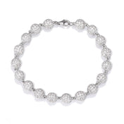 Silver and Moissanite Beads Link Chain Bracelets Women Men Hip Hop Bling Ice Out Rapper Jewelry