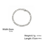 My Shape Fashion Cuban Chain Men Bracelet Stainless Steel 3/5/7/9mm Width Chain Bracelets Figaro Chain Boy Wrist Jewelry Couple