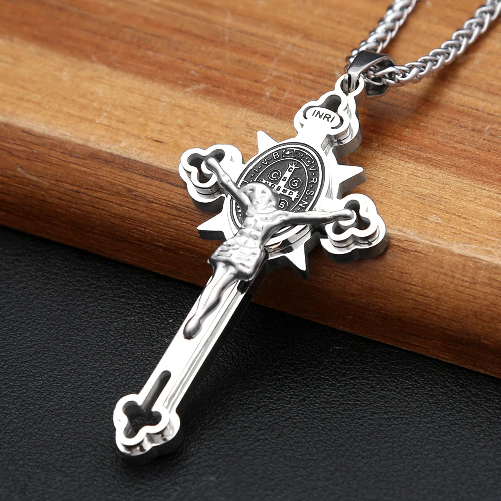 Cross Jesus Christ Steel Pendant 316L Religious