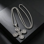 Saint Benedict Cross Medal Necklace — Silver, Stainless Steel