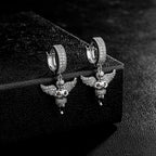 Iced Out Angel Wing Dangle Earrings CZ