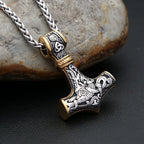 Vintage Stainless Steel Viking Thor's Hammer Pendant Necklace For Men Nordic Celtic Knot Necklace Fashion Jewelry Gift