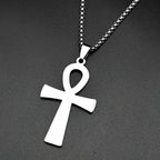 Egyptian Ankh Cross Key Of Life Pendant Necklaces for Women Men Stainless Steel Gold Color Egypt Hieroglyph Chain