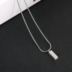 Silver Color Simple Square Pendant Necklace Retro Stainless Steel Long Men Necklace Fashion Hip Hop Jewelry Trendy Accessories