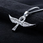 Iced Out Angel Wing Cross Pendant — 925 Silver