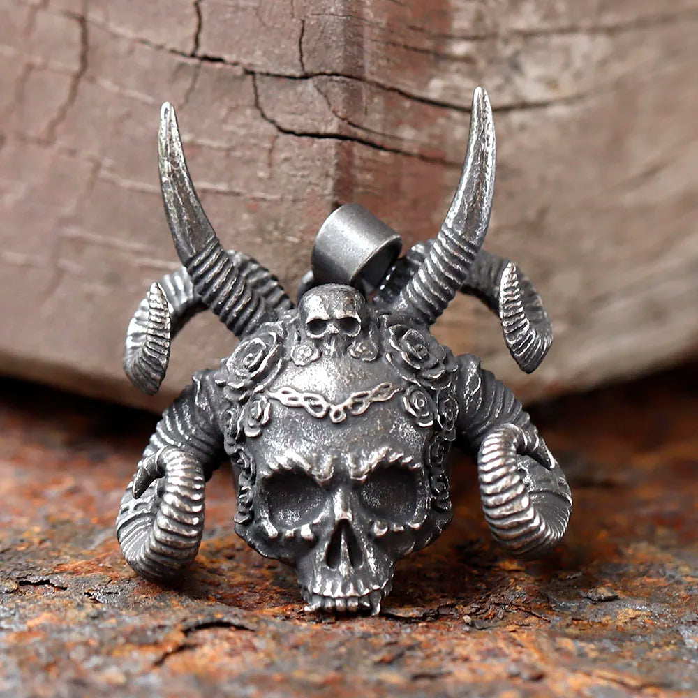 Vintage Skull Stainless Steel Pendant Necklace
