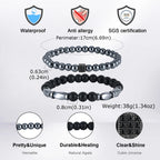 2ps Fashion Bracelet Set for Men Natural Agate Hematite Beaded Chain Bangle Luxury High Quality Jewelry Gift