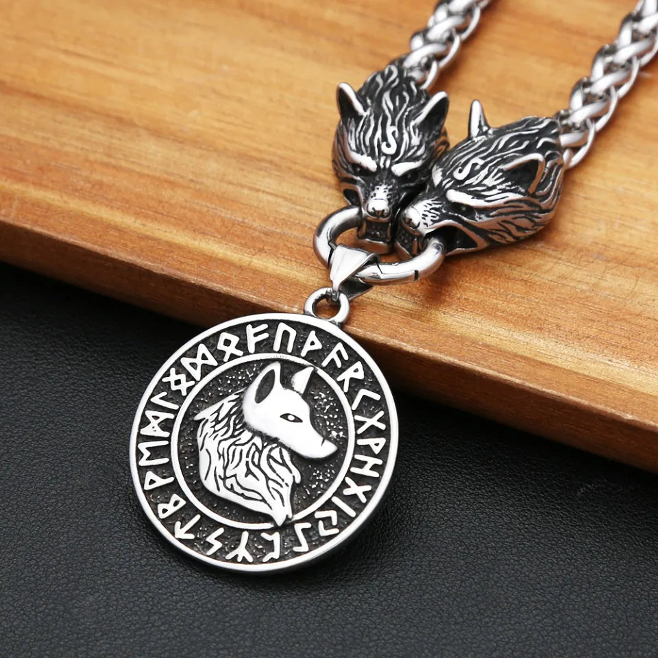Viking Wolf Head Pendant — Stainless Steel