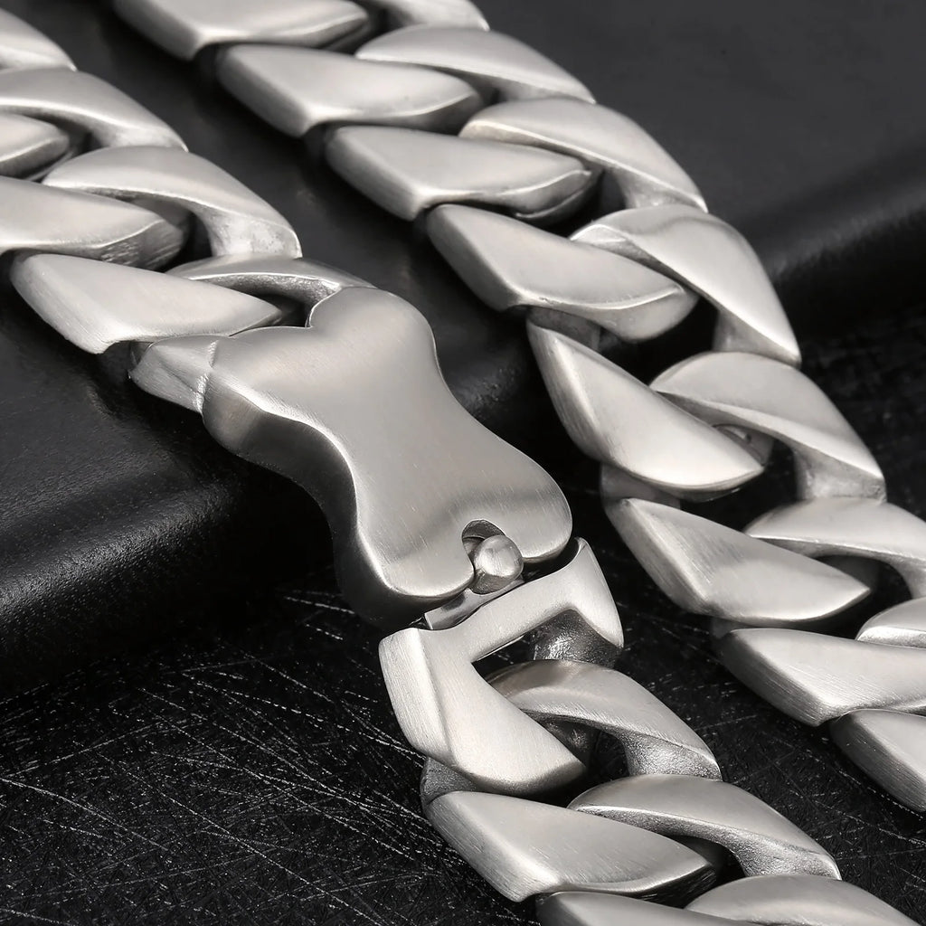 24/31MM Larger Cuban Chain Dog Bone Charm Necklace for Men Women Stainless Steel 316L Heavy Choker Punk Trendy Jewelry Cool Gift