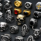 Fashion Punk Vintage Skull Ring Stainless Steel Gothic Biker Ring For Men Women Unique Viking Amulet Jewelry Gift