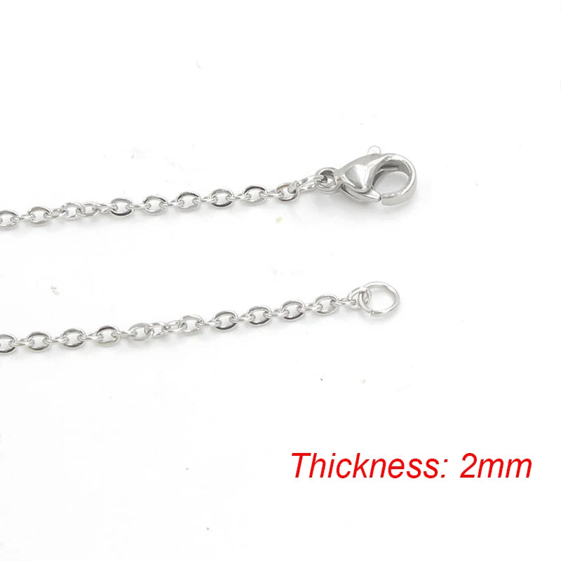 Fnixtar 10Pcs Chain Necklaces 40/45/50/55/60cm Stainless Steel Flat Cable Chain 1/1.5/2mm DIY Jewelry Accessories