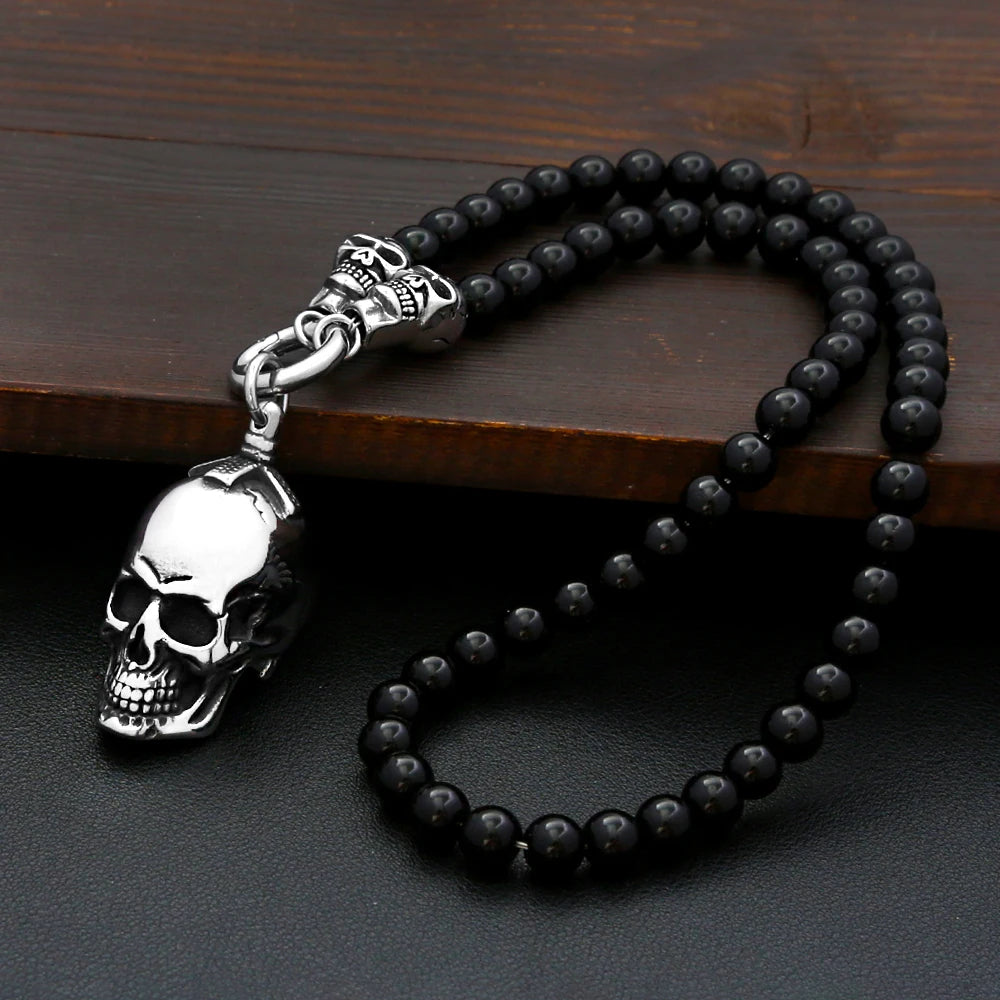 Skull Black Pendant Vintage Punk Rock 50CM Long