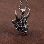 Gothic Stainless Steel Fang Demon Mask Pendant Necklace Retro Punk Style Biker Monster Skull Necklace Men Chain Jewelry Gift