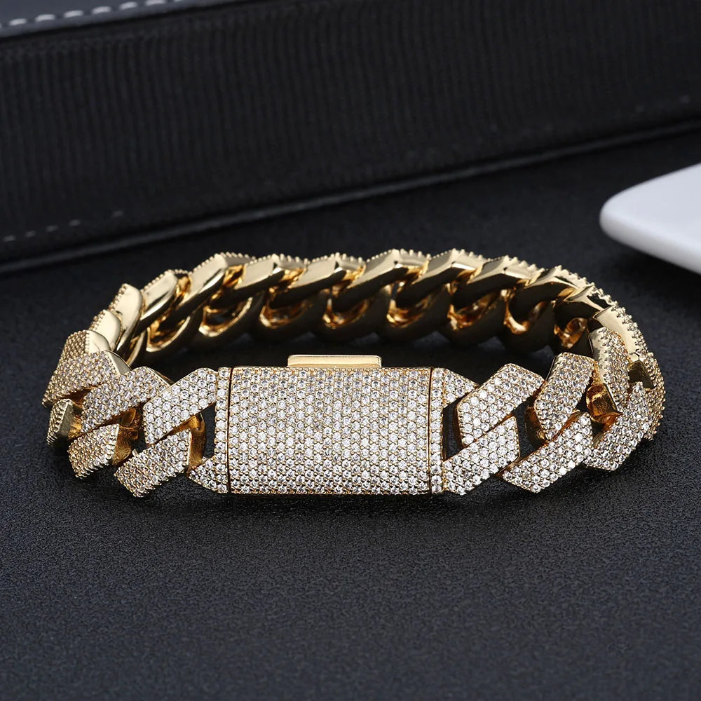 Iced Out Cuban Chain Necklace Stainless Steel 15MM