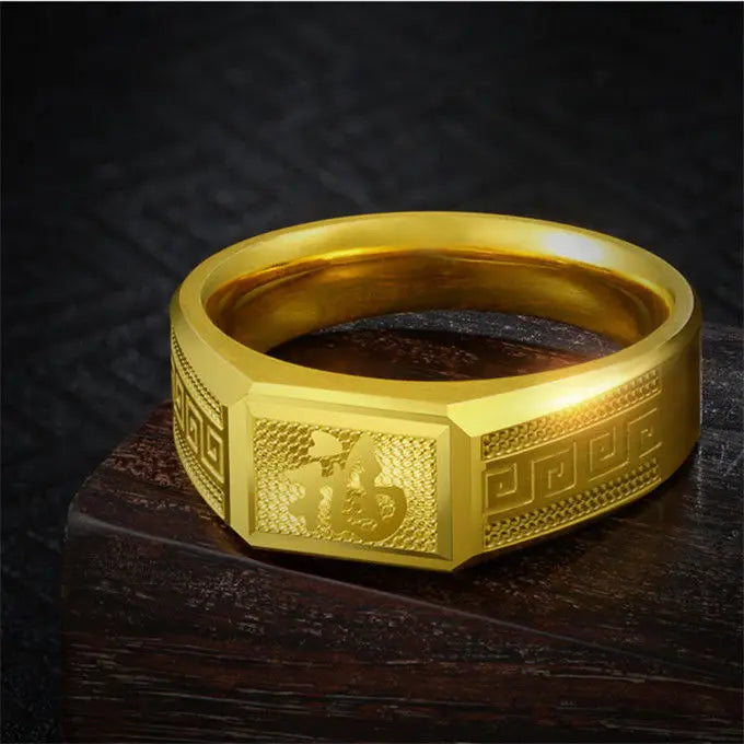 Simple Adjustable Open Ring for Men — Gold-Tone