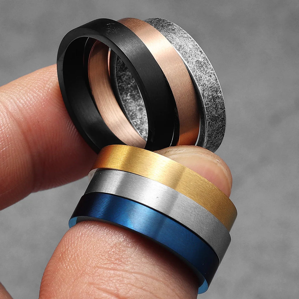 4mm 6mm 8mm 10mm Simple Round Stainless Steel Men Rings Punk Male Women Fashion Jewelry Creativity Gift