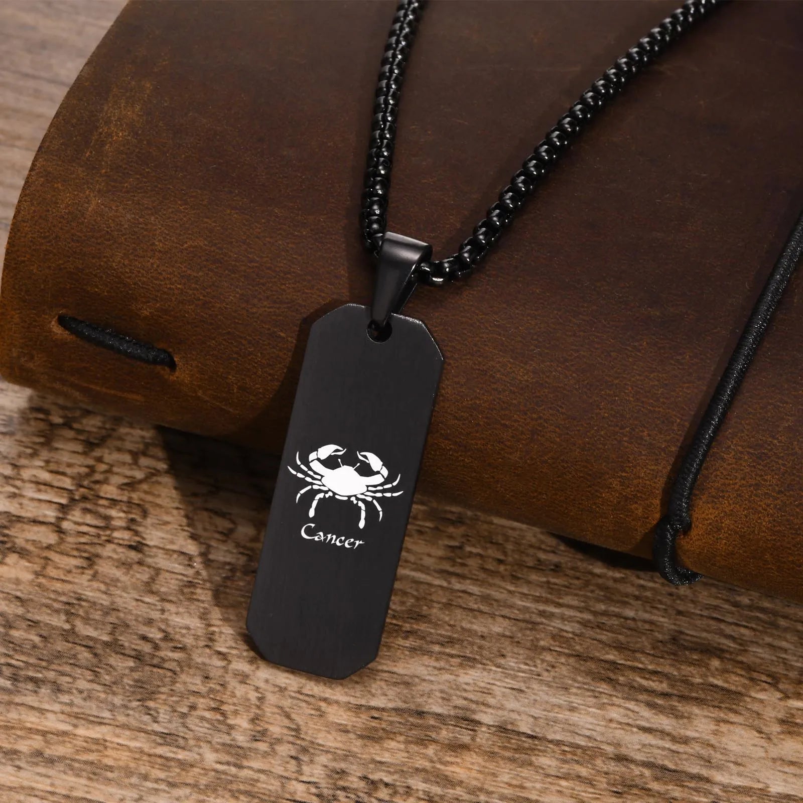 Zodiac Bar Pendant Necklace — Stainless Steel