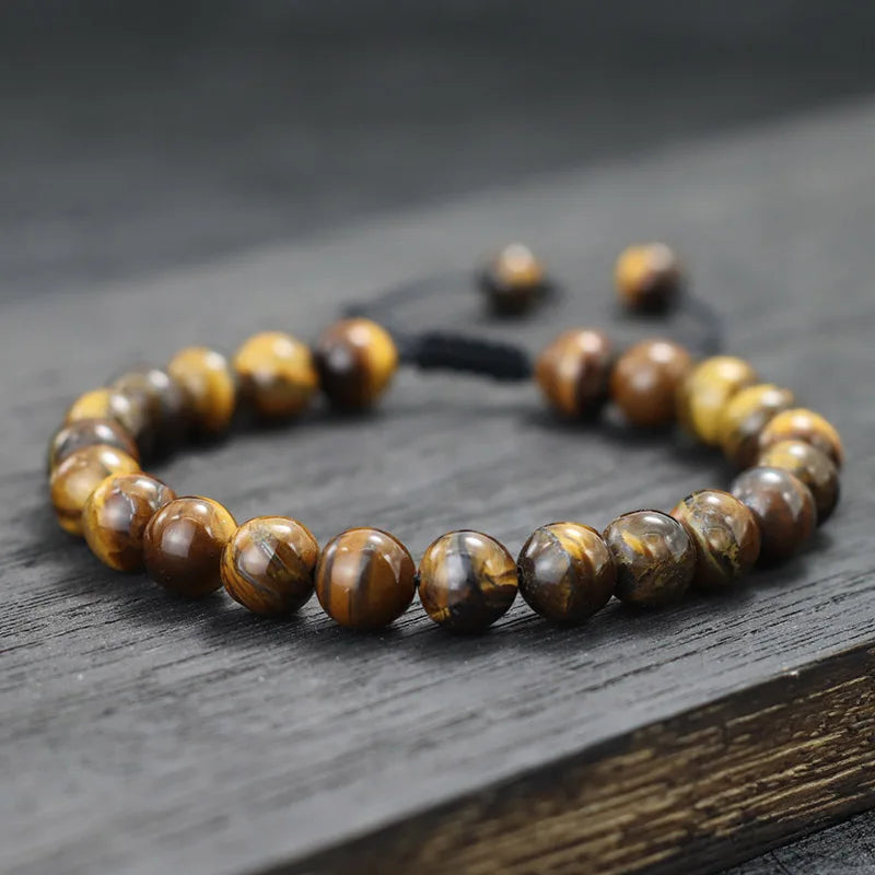 8mm Natural Stone Bracelet For Men Handmade Weaven Thread Braclet Boyfriend Gift Tibetan Buddhist Rosary Beads Braslet