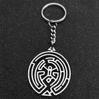 Silver Ring Hollow Hekate Wheel Keychain Trapped