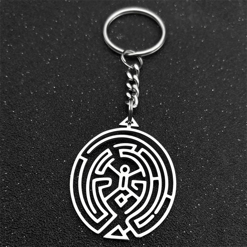 Silver Ring Hollow Hekate Wheel Keychain Trapped
