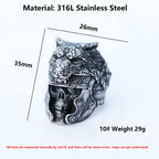 2022 NEW Men's 316L Stainless-Steel Rings Vintage Wolf and Skull Viking Ring Gothic High-Quality Jewelry Gifts Free