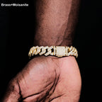 Gold VVS Moissanite Cuban Bracelet Iced Out 15MM