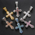 Cross Pendant Rope Chain Necklace Iced Out