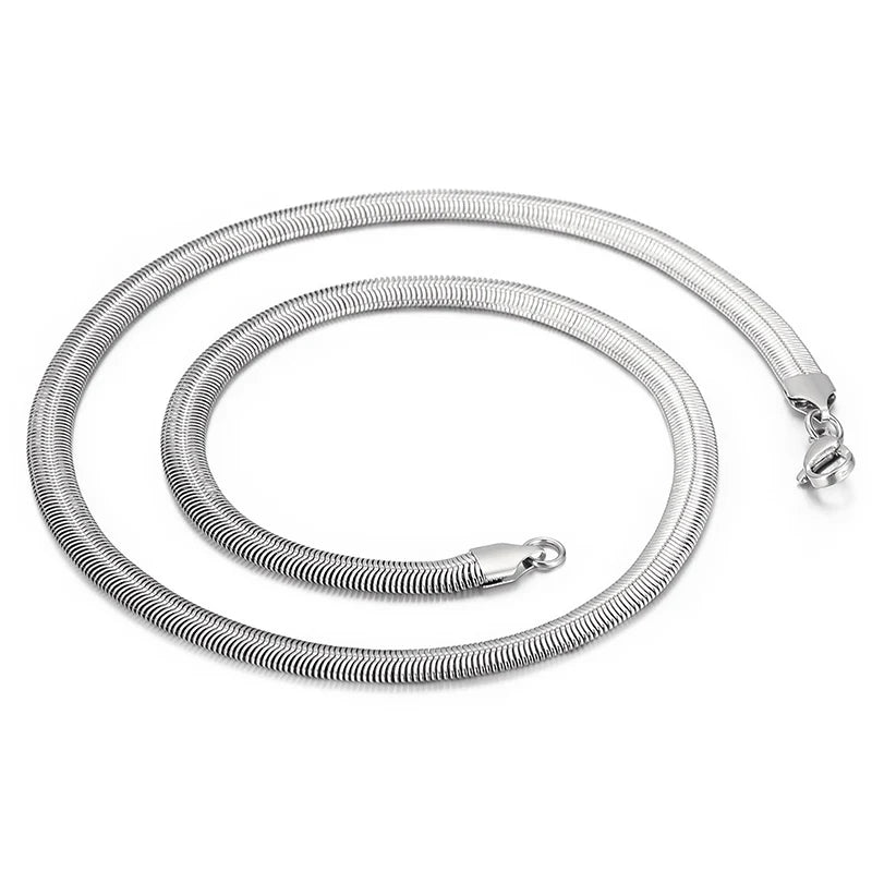 Four-color 6/8mm Chunky Braided Snake Chain Trend Stainless Steel Men Ladies Choker Flat Link Fashion Accessories