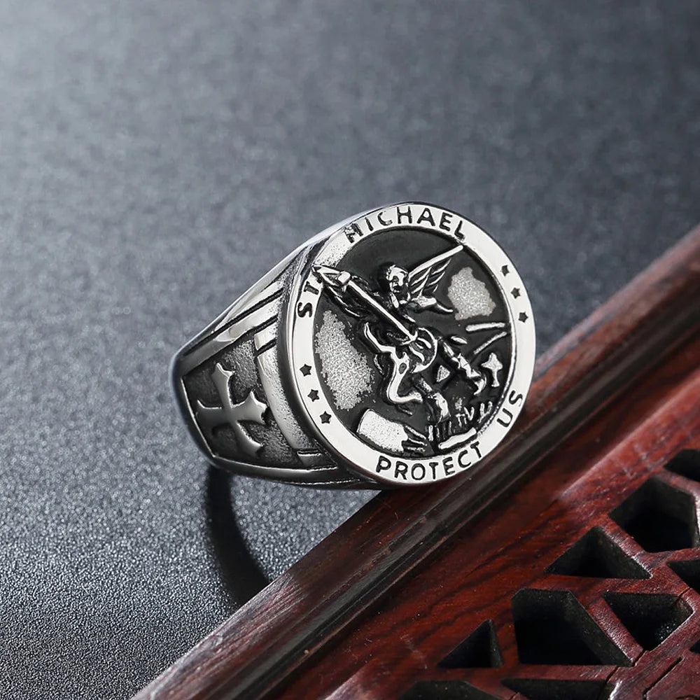 Angel Michael Ring — Stainless Steel