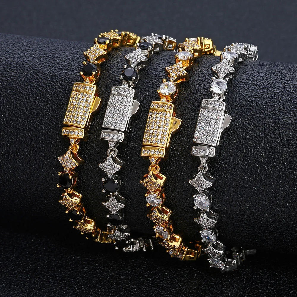 Black Star Tennis Bracelet Statement