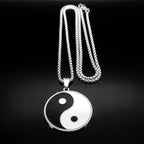 Yin Yang Statement Pendant Necklace — Stainless Steel