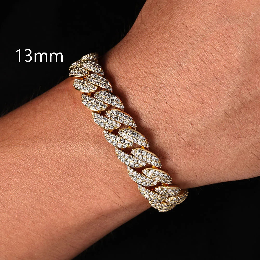 Iced Out Cuban Chain Necklace Stainless Steel 13MM