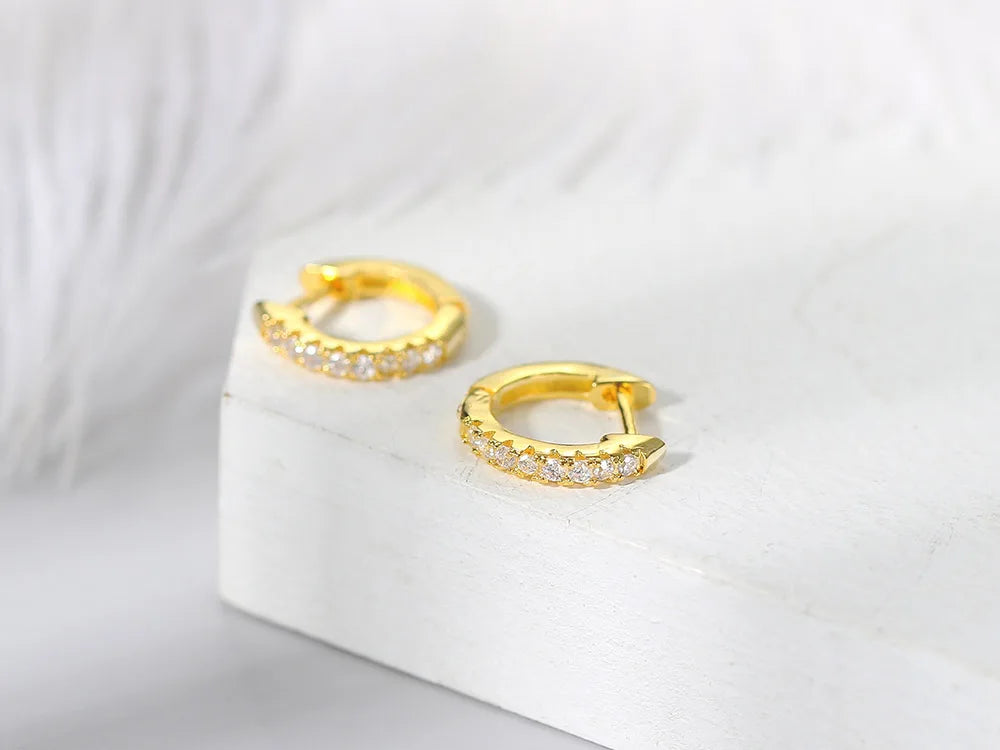 Iced Out Hoop Earrings Stainless Steel CZ