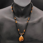 Black Tiger Eye Beaded Pendant Necklace
