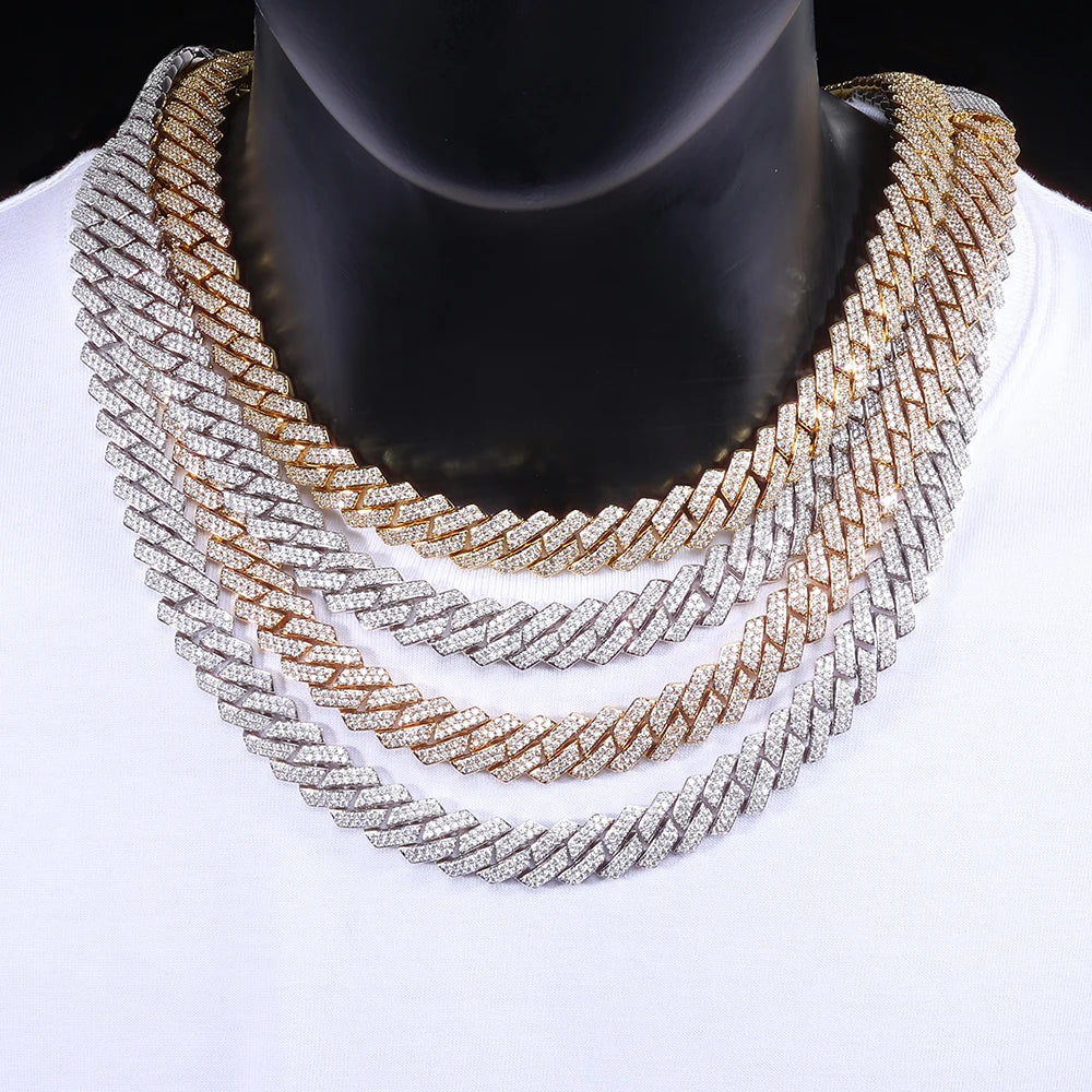Gold Cuban Chain Necklace Moissanite 12MM Iced Out