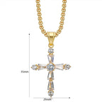 Iced Out Cross Tennis Chain Necklace — Stainless Steel