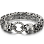 Gothic Skull Bracelet For Man 316L Stainless Steel Skeleton Charm Double Link Chain Men's Bracelets Male Cool On Hand