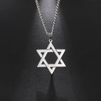 Amulet David Star Men Pendant Necklace Gold Color Kabbalah Jewish Charms Judaica Israel Religious Symbols Supernatural Jewelry