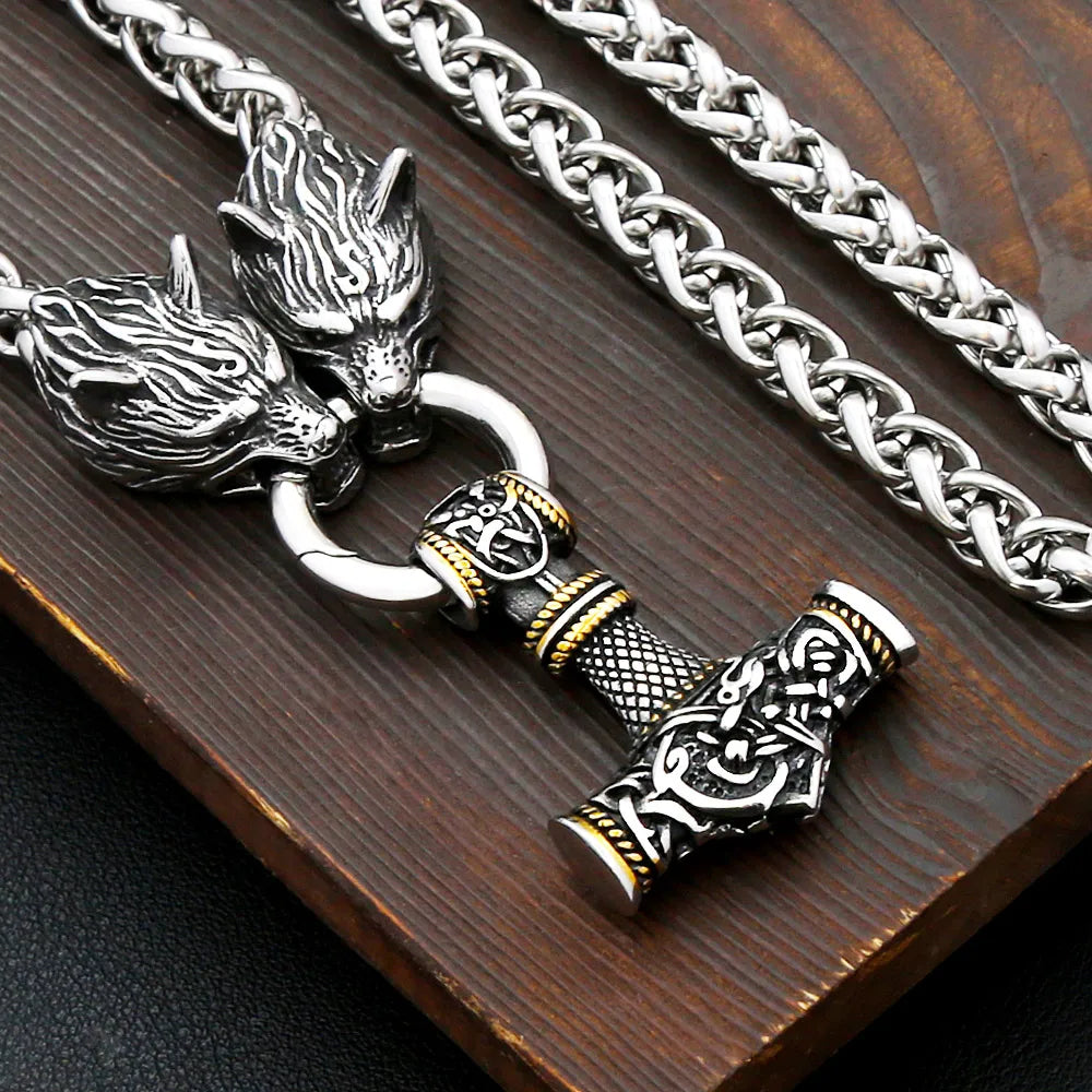 Mjölnir Thor's Hammer Pendant Necklace — Stainless Steel