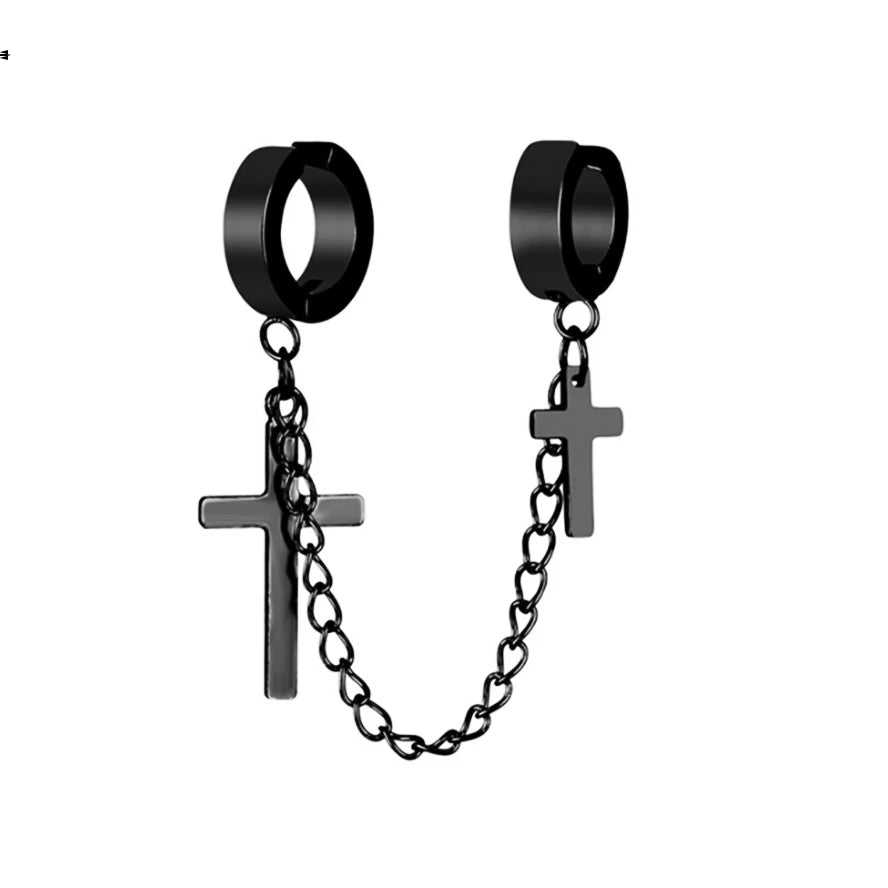 Punk Mens Long Stick Ear Stud Set Black Earrings Gift for Boyfriend Lover Jewelry Nightclub Bar Earring