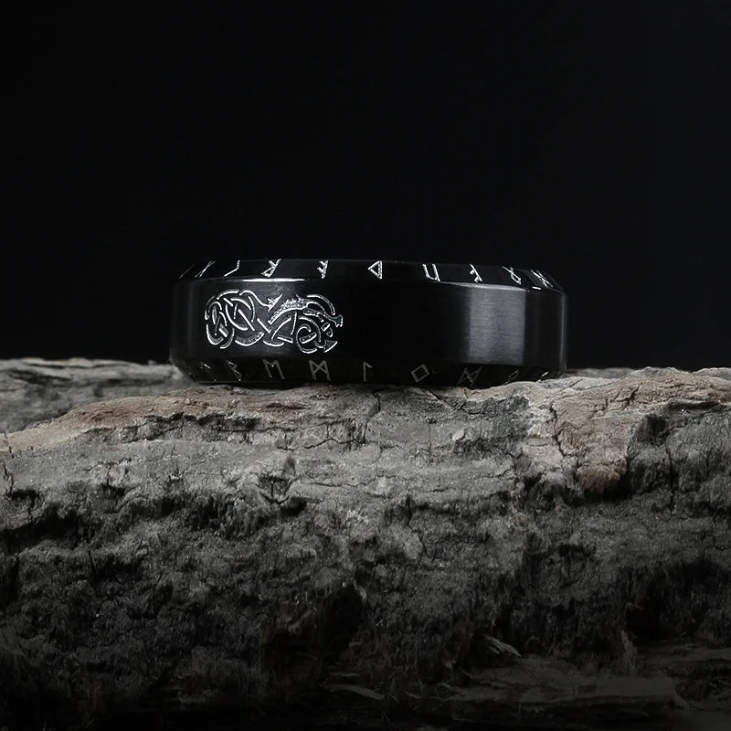 Odin Norse Rune Couple Ring — Stainless Steel