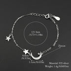 Star Silver Bracelet Zircon Sterling Crescent