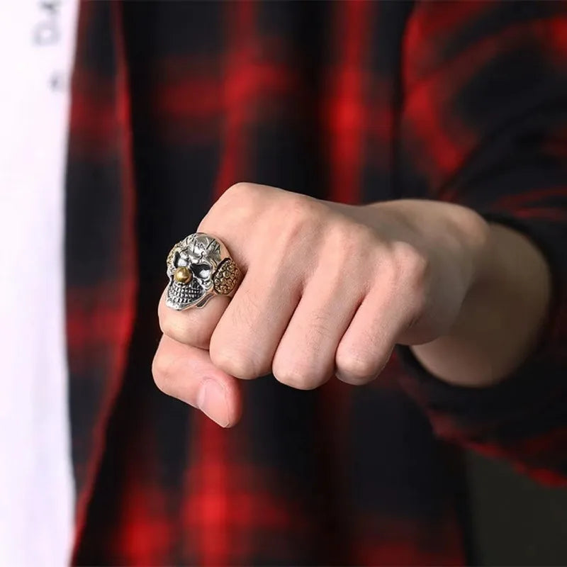 Jianjie Punk Bike Style Clown Skull Rings for Men Fashion Personality Halloween Gift Ring Accessories Trend