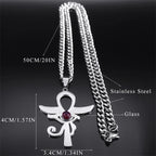 Cross Horus Eye Steel Pendant Ancient Ankh Egypt