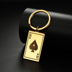 Ace of Spades Poker Card Keychain — Stainless Steel