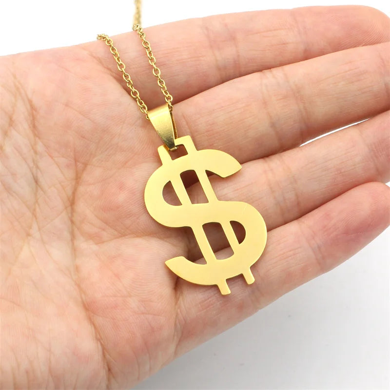 1pc Stainless Steel Dollar Sign Charm Pendant Unisex DIY Jewelry Gift for Men And Women