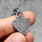Cross Shield Gemstone Pendant — Stainless Steel