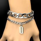 Vintage Razor Blade Statement Bracelet — Stainless Steel